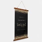 Welkom 21e Gold Glitter Name Black Hangend Wandkleed (Gebogen)
