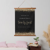 Welkom 21e Gold Glitter Name Black Hangend Wandkleed (Slaapkamer)