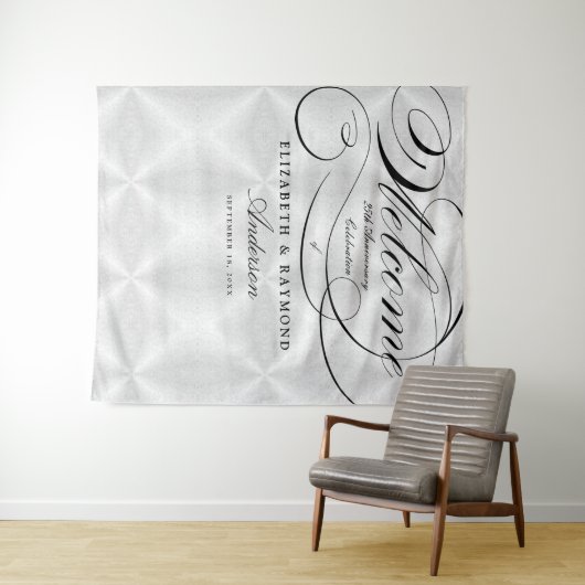 Welkom 25e Jubileum Elegant Silver Script Wandkleed (In Situ (horizontaal))