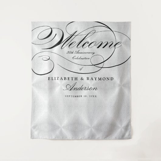 Welkom 25e Jubileum Elegant Silver Script Wandkleed (Voorkant)