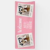 Welkom - 2 fotocollage en wazige roze spandoek (Verticaal)