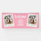 Welkom - 2 fotocollage en wazige roze spandoek (Horizontaal)