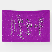 Welkom 30 bloeiende roze Paarse 30e verjaardag Spandoek (Horizontaal)