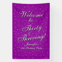 Welkom 30 bloeiende roze Paarse 30e verjaardag Spandoek