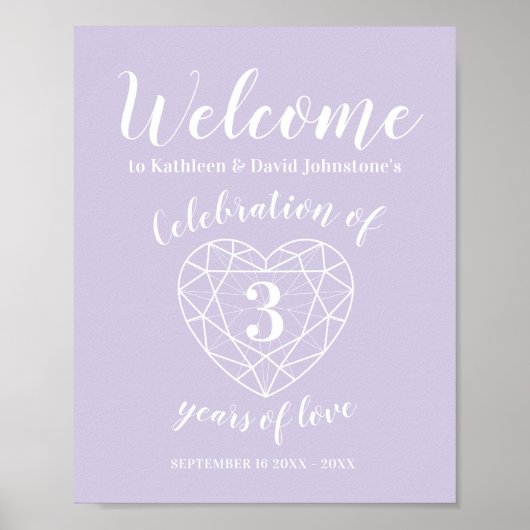 Welkom, 3e verjaardag kristal-hartafbeelding poster (Voorkant)