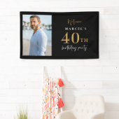 Welkom 40e verjaardag Foto Black en Gold Spandoek (Insitu)
