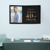 Welkom 40e verjaardag Foto Black en Gold Spandoek (Beurs)