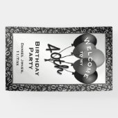 Welkom 40th Party Black/White Number Pattern Spandoek (Horizontaal)