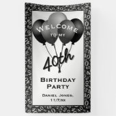 Welkom 40th Party Black/White Number Pattern Spandoek (Verticaal)