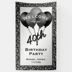 Welkom 40th Party Black/White Number Pattern Spandoek