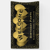 Welkom 45e geboortenummer | Zwart/goud Spandoek (Verticaal)