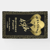 Welkom 45e verjaardag Nummer patten Gold en zwart Spandoek (Horizontaal)