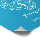 Welkom, 4 jaar gepersonaliseerd blauw poster (Hoek)