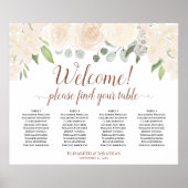 Welkom! 4 Tabel Blush Peach Floral Seating Chart Poster (Voorkant)