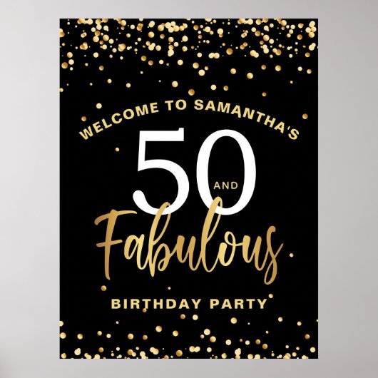 Welkom, 50 en Fabulous Black & Gold Welkom, dag Poster (Voorkant)