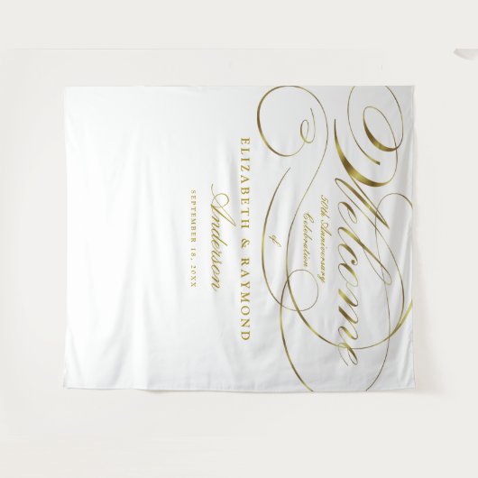 Welkom 50e Jubileum Elegant Silver Script Wandkleed (Voorkant (horizontaal))