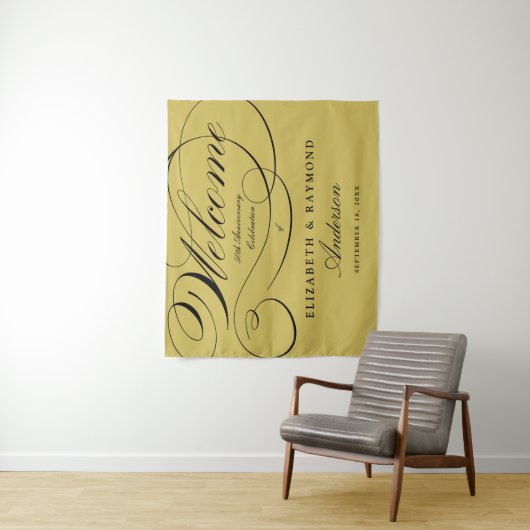 Welkom 50e Jubileum Elegant Silver Script Wandkleed (In situ)