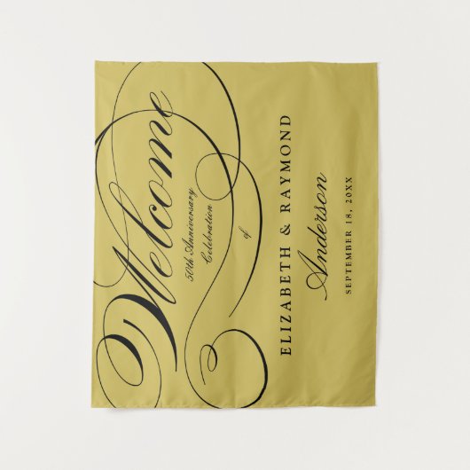 Welkom 50e Jubileum Elegant Silver Script Wandkleed (Voorkant)