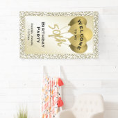 Welkom 50e verjaardag Nummer patten Gold en White Spandoek (Insitu)