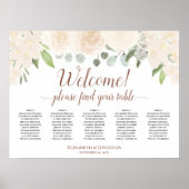 Welkom! 5 Tabel Blush Peach Floral Seating Chart Poster (Voorkant)