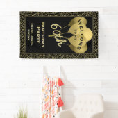 Welkom 60e verjaardag Nummer patten Gold en zwart Spandoek (Insitu)