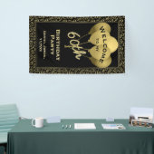 Welkom 60e verjaardag Nummer patten Gold en zwart Spandoek (Beurs)