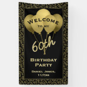 Welkom 60e verjaardag Nummer patten Gold en zwart Spandoek (Verticaal)