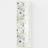 Welkom 60ste Verjaardagsfeestnaam Bloemblaadjes Spandoek (Verticaal)