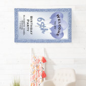 Welkom 65e koel nummerpatroon - blauw/wit spandoek (Insitu)