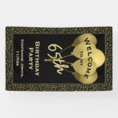Welkom 65e verjaardag Nummer patten Gold en zwart Spandoek (Horizontaal)