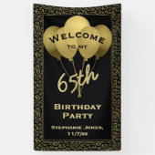 Welkom 65e verjaardag Nummer patten Gold en zwart Spandoek (Verticaal)