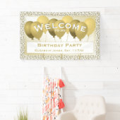 Welkom 65th Birthday Number Pattern | Goud/wit Spandoek (Insitu)