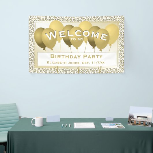 Welkom 65th Birthday Number Pattern | Goud/wit Spandoek (Beurs)