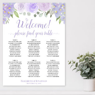 Welkom! 6 Tafel Lavendelrozen Boho Zitplaatskaart Poster
