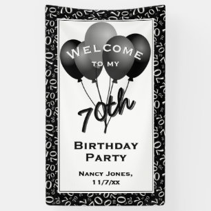 Welkom, 70th Party Black/White Number Pattern Spandoek