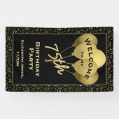 Welkom, 75e verjaardag Nummer patten Gold en zwart Spandoek (Horizontaal)