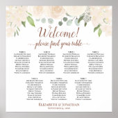 Welkom! 7 Tabel Blush Peach Floral Sezing Chart Poster (Voorkant)