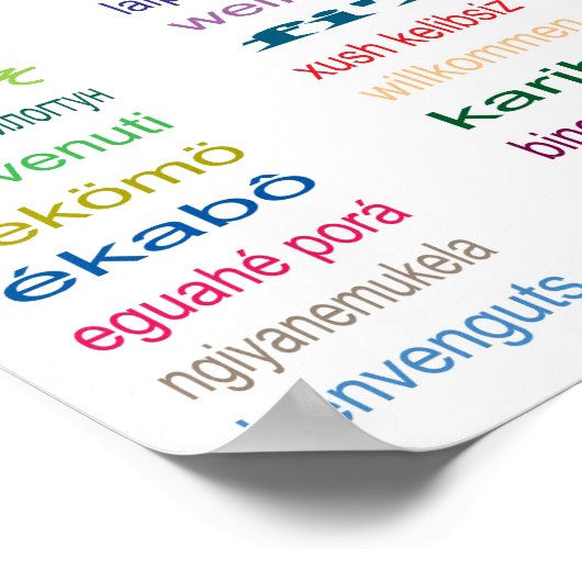 Welkom 80 talen Poster - Wit (Hoek)