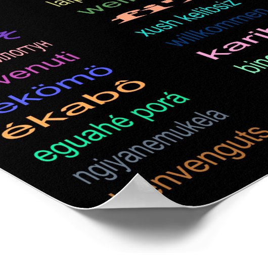 Welkom 80-talen Poster zwart (Hoek)