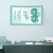 Welkom 80th Birthday Number Pattern - Blauwgroen/W Spandoek (Beurs)
