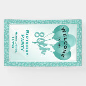 Welkom 80th Birthday Number Pattern - Blauwgroen/W Spandoek (Horizontaal)