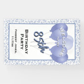 Welkom 85e verjaardag nummer Patten blauw/wit Spandoek (Horizontaal)