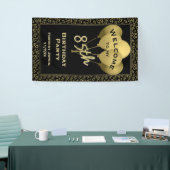 Welkom 85e verjaardag Nummer patten Gold en zwart Spandoek (Beurs)