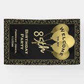 Welkom 85e verjaardag Nummer patten Gold en zwart Spandoek (Horizontaal)