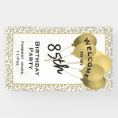 Welkom 85e verjaardag nummer Patten Goud en Wit Spandoek (Horizontaal)