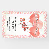 Welkom 85e verjaardag nummer Patten Koraal/Wit Spandoek (Horizontaal)