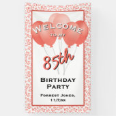Welkom 85e verjaardag nummer Patten Koraal/Wit Spandoek (Verticaal)