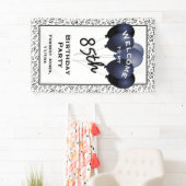 Welkom 85e verjaardag nummer Patten zwart/wit Spandoek (Insitu)
