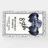 Welkom 85e verjaardag nummer Patten zwart/wit Spandoek (Horizontaal)