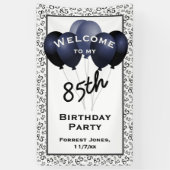 Welkom 85e verjaardag nummer Patten zwart/wit Spandoek (Verticaal)